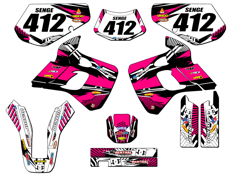 1991-1994 KDX 250 MAYHEM Pink Senge Graphics Kit Compatible with Kawasaki - Picture 8 of 10