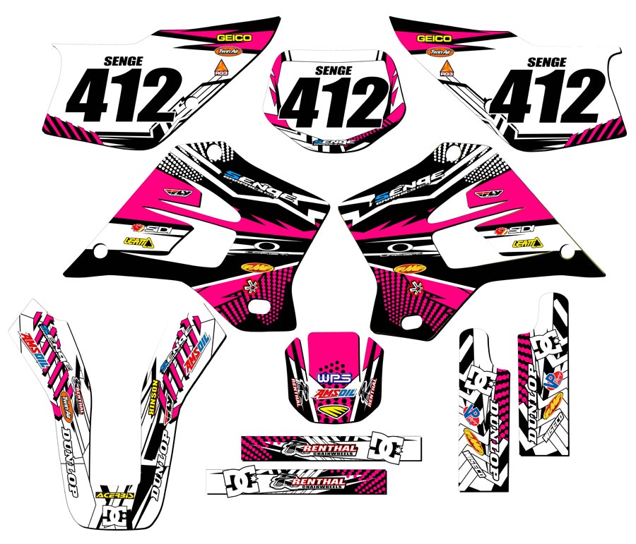 1995-2008 KDX 220 MAYHEM Pink Senge Graphics Kit Compatible with Kawasaki - Picture 8 of 10