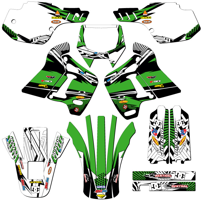 1991-1994 KDX 200 MAYHEM Green Senge Graphics Kit Compatible with Kawasaki - Picture 5 of 10