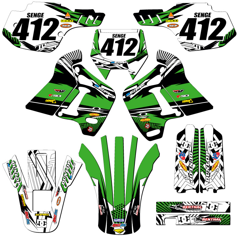 1991-1994 KDX 200 MAYHEM Green Senge Graphics Kit Compatible with Kawasaki - Picture 8 of 10