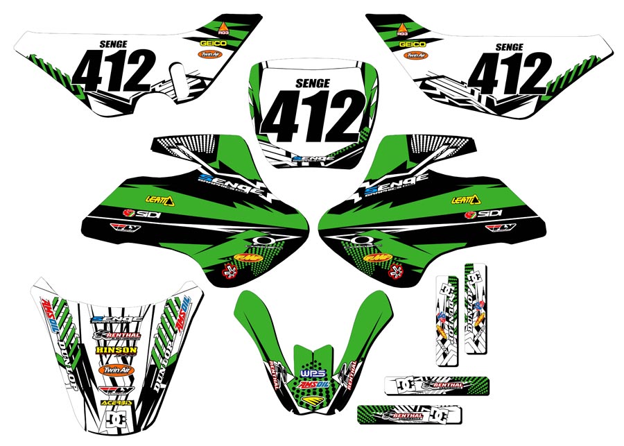 All Years KDX 50 MAYHEM Green Senge Graphics Kit Compatible with Kawasaki - Picture 8 of 10