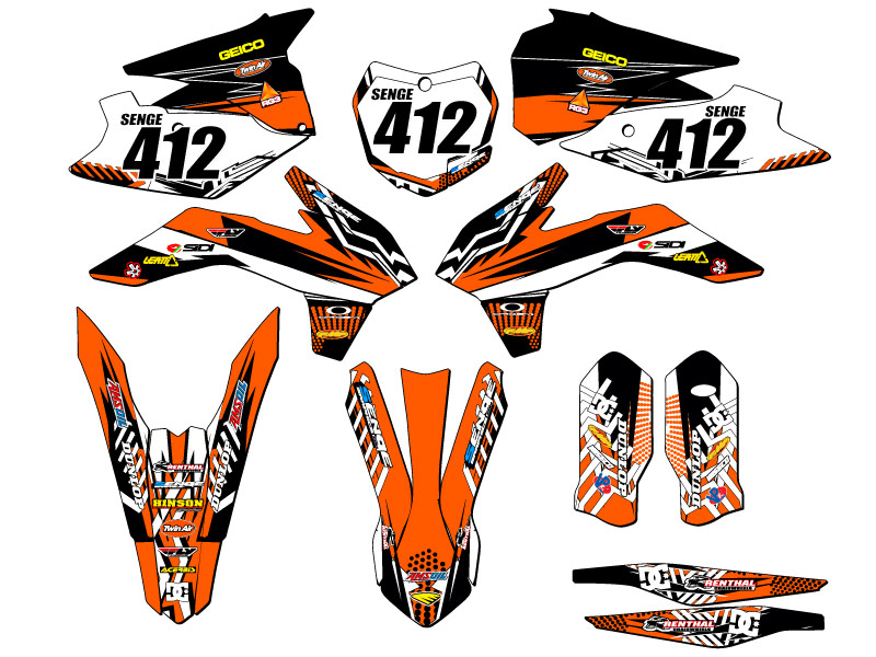 2016 250 solo (modelo temprano) kit de gráficos SX MAYHEM Orange Senge compatible con - Imagen 8 de 10