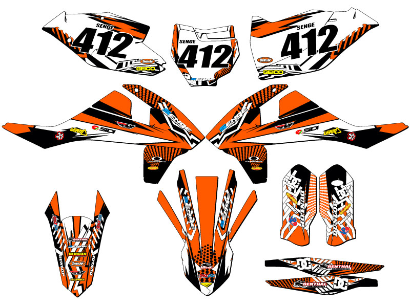 Kit de gráficos 125/150/250 SX MAYHEM 2017-2018 Orange Senge compatible con KTM - Imagen 8 de 10