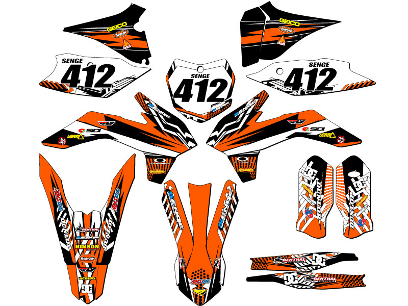 Kit de gráficos XCF MAYHEM Orange Senge 2015 compatible con KTM - Imagen 8 de 10