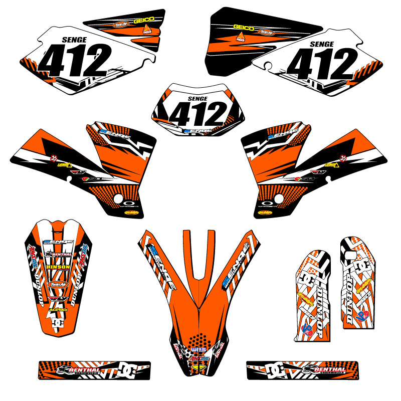 2004 EXC MAYHEM Orange Senge Graphics Kit Compatible with KTM - Foto 8 di 10