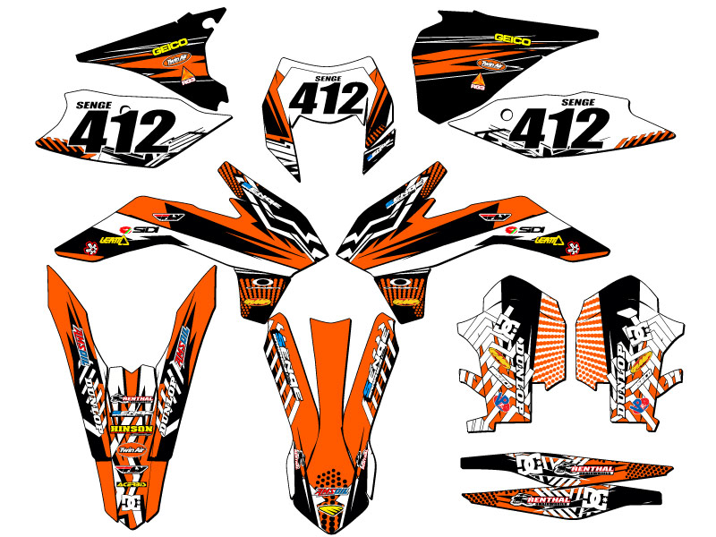 Kit de gráficos EXC MAYHEM Orange Senge 2014 compatible con KTM - Imagen 8 de 10