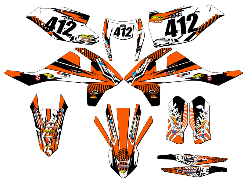 2017-2018 EXC MAYHEM Orange Senge Graphics Kit Compatible with KTM - Foto 8 di 10