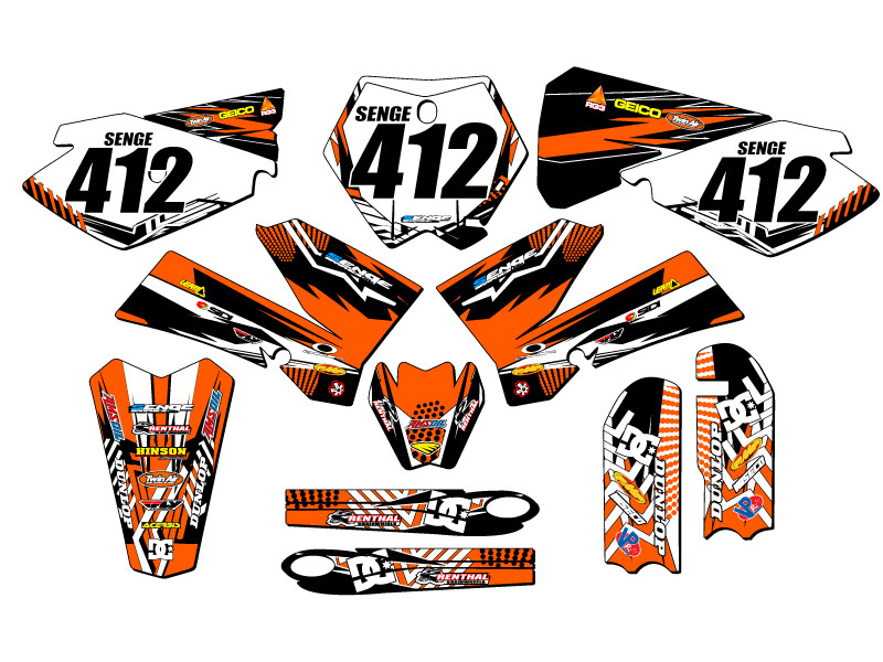 Kit de gráficos Orange Senge 2006-2012 SX 105 MAYHEM compatible con KTM - Imagen 8 de 10