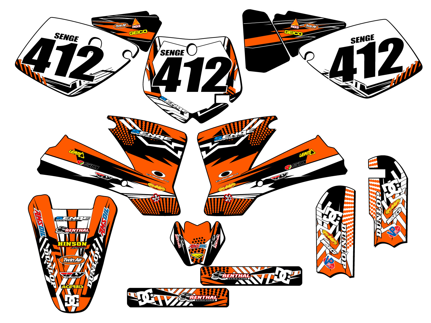 2002-2008 SX 65 MAYHEM Orange Senge Graphics Kit Compatible with KTM - Picture 8 of 10