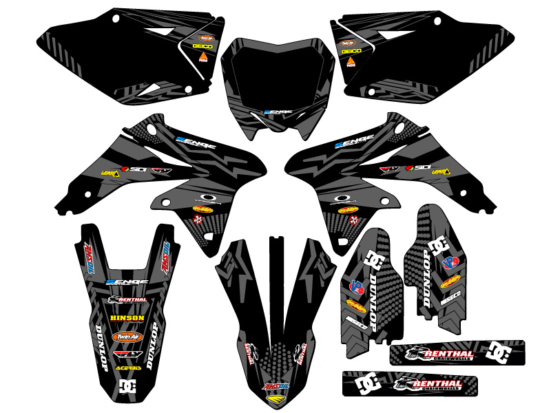 2008-2017 RMZ 450 MAYHEM Black Senge Graphics Kit Compatible with Suzuki