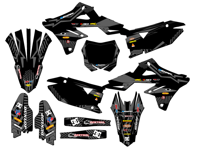 2018-2023 RMZ 450 MAYHEM Black Senge Graphics Kit Compatible with Suzuki - Picture 8 of 10