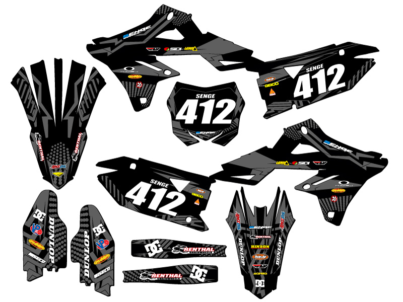 2018-2023 RMZ 450 MAYHEM Black Senge Graphics Kit Compatible with Suzuki - Picture 2 of 10
