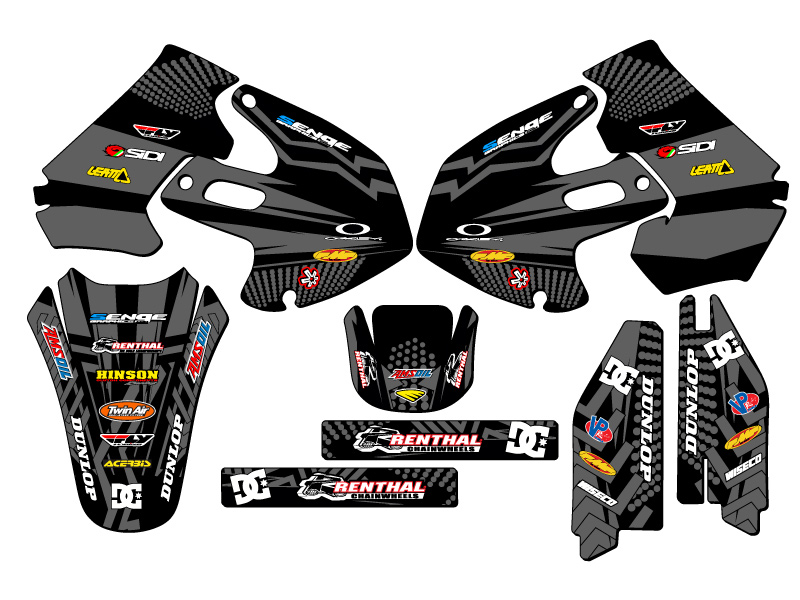 1999-2000 RM 250 MAYHEM Black Senge Graphics Kit Compatible with Suzuki - Picture 5 of 10