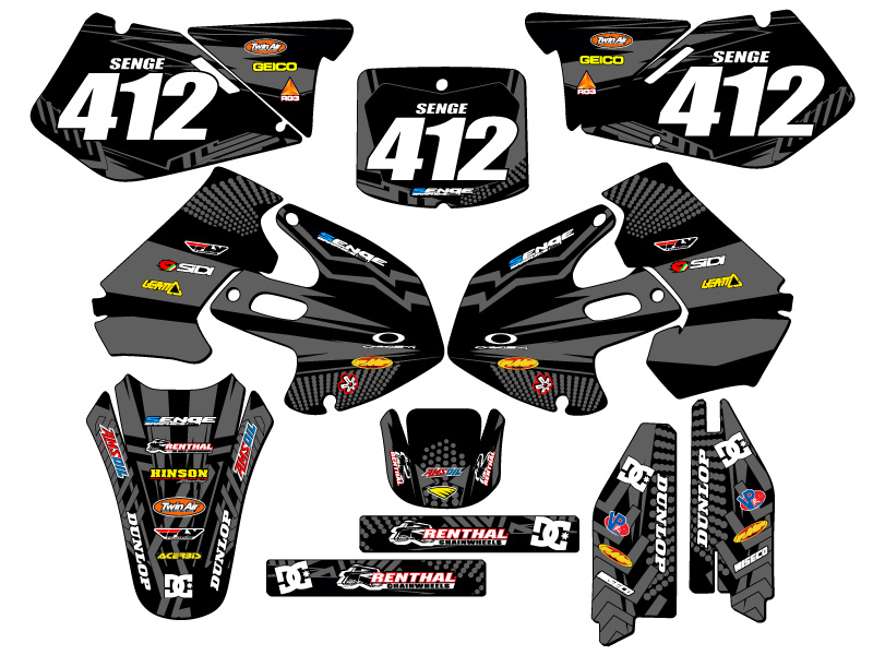 1999-2000 RM 250 MAYHEM Black Senge Graphics Kit Compatible with Suzuki - Picture 2 of 10