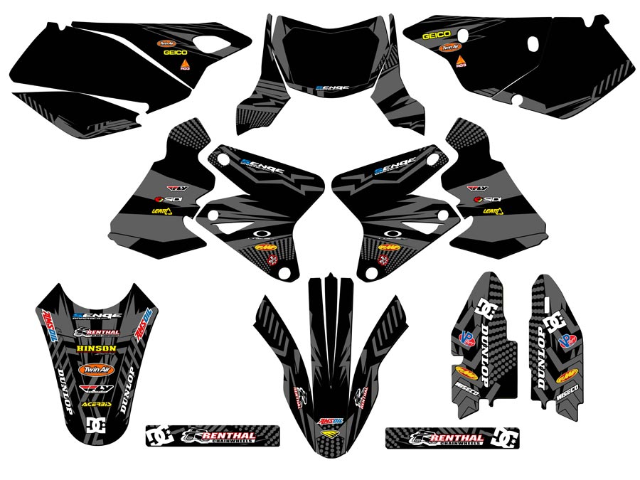 2005-2023 DRZ 400 SM MAYHEM Black Senge Graphics Kit Compatible with Suzuki - Picture 8 of 10