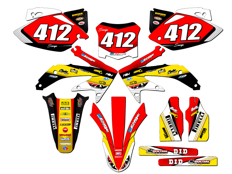 2008 CRF 450 R RICOCHET Yellow Senge Graphics Kit Compatible with Honda - Picture 8 of 10