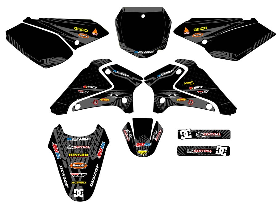 DRZ 125 MAYHEM 2001-2007 Black Senge Graphics Kit compatible con Suzuki - Imagen 2 de 10