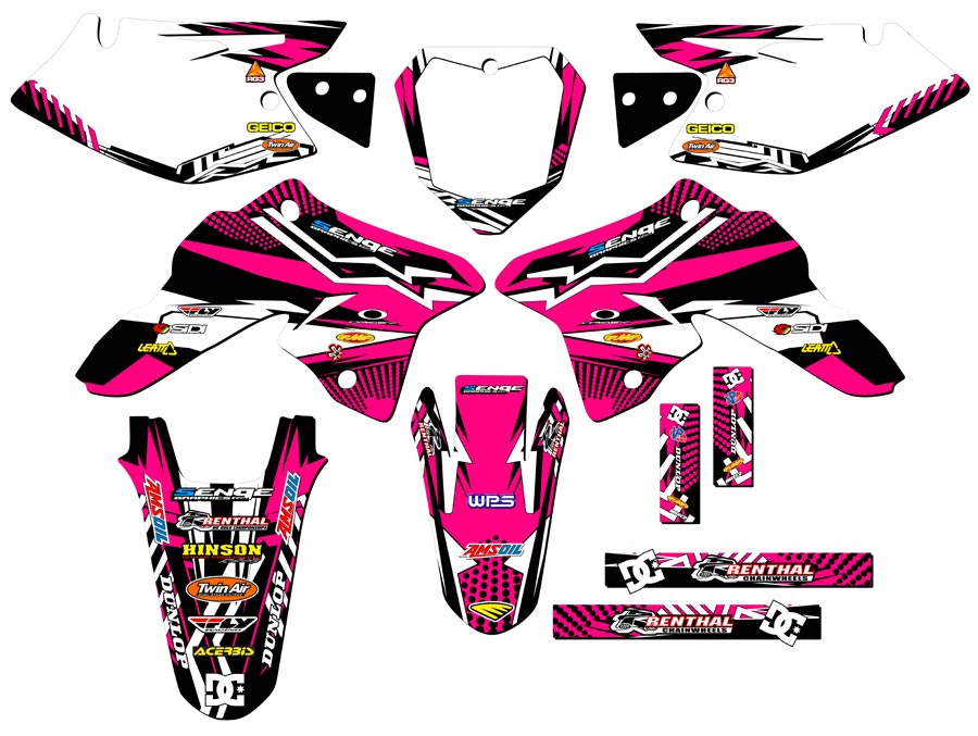 2008-2023 DRZ 125 MAYHEM Pink Senge Graphics Kit Compatible with Suzuki - Foto 5 di 10
