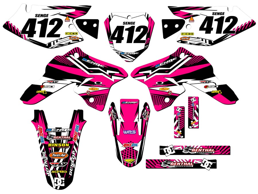 2008-2023 DRZ 125 MAYHEM Pink Senge Graphics Kit Compatible with Suzuki - Foto 8 di 10