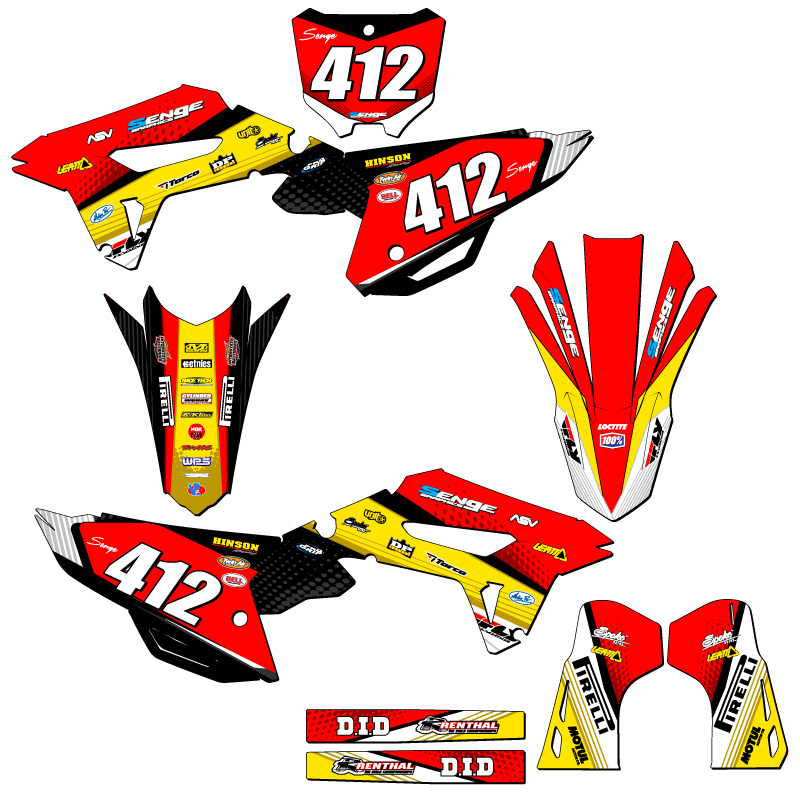 2021-2023 CRF 450 R RICOCHET Yellow Senge Graphics Kit Compatible with Honda - Picture 8 of 10