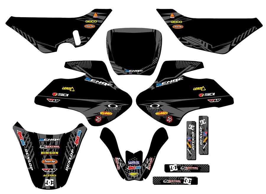 2000-2006 JR 50 MAYHEM Black Senge Graphics Kit Compatible with Suzuki - Picture 5 of 10