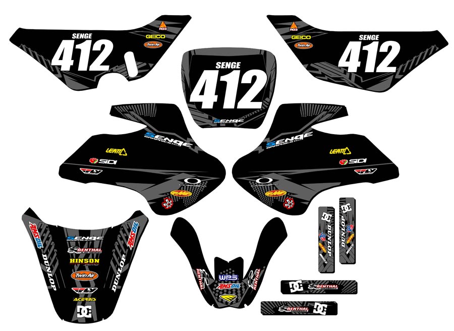 2000-2006 JR 50 MAYHEM Black Senge Graphics Kit Compatible with Suzuki - Picture 8 of 10