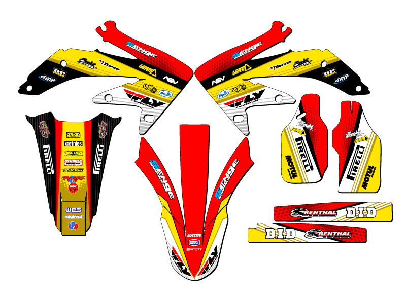 2008-2018 CRF 450 X RICOCHET Yellow Senge Graphics Kit Compatible with Honda - Picture 2 of 10