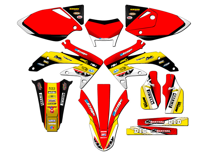 2008-2018 CRF 450 X RICOCHET Yellow Senge Graphics Kit Compatible with Honda - Picture 5 of 10