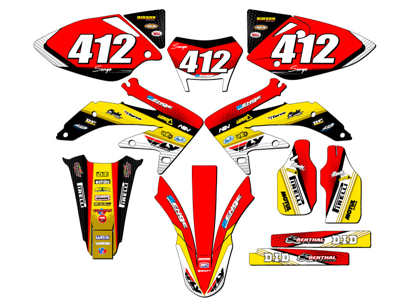 2008-2018 CRF 450 X RICOCHET Yellow Senge Graphics Kit Compatible with Honda - Picture 8 of 10