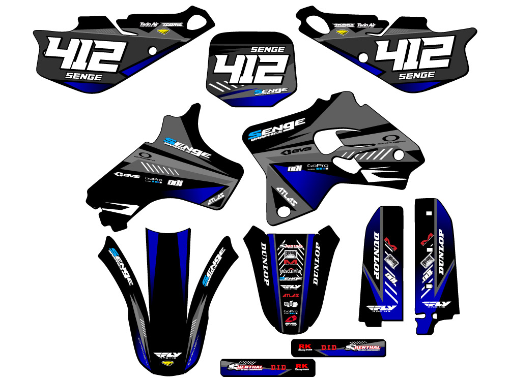 1993-2001 YZ 80 SURGE Black Senge kit de gráficos compatible con Yamaha - Imagen 8 de 10