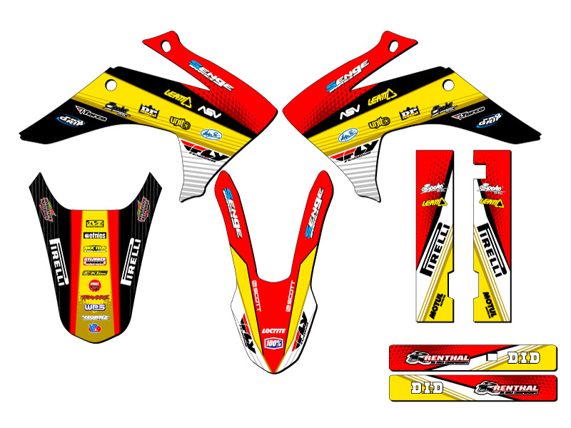 2015-2020 CRF 230 F RICOCHET Yellow Senge Graphics Kit Compatible with Honda - Picture 2 of 10
