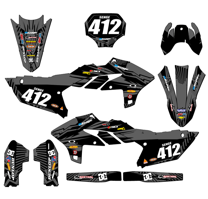 2023-2025 YZ 450 F MAYHEM Black Senge Graphics Kit Compatible with Yamaha - Picture 8 of 10