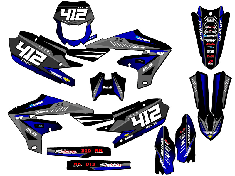 Kit de gráficos WR 450 F SURGE 2019-2023 negro Senge compatible con Yamaha - Imagen 8 de 10