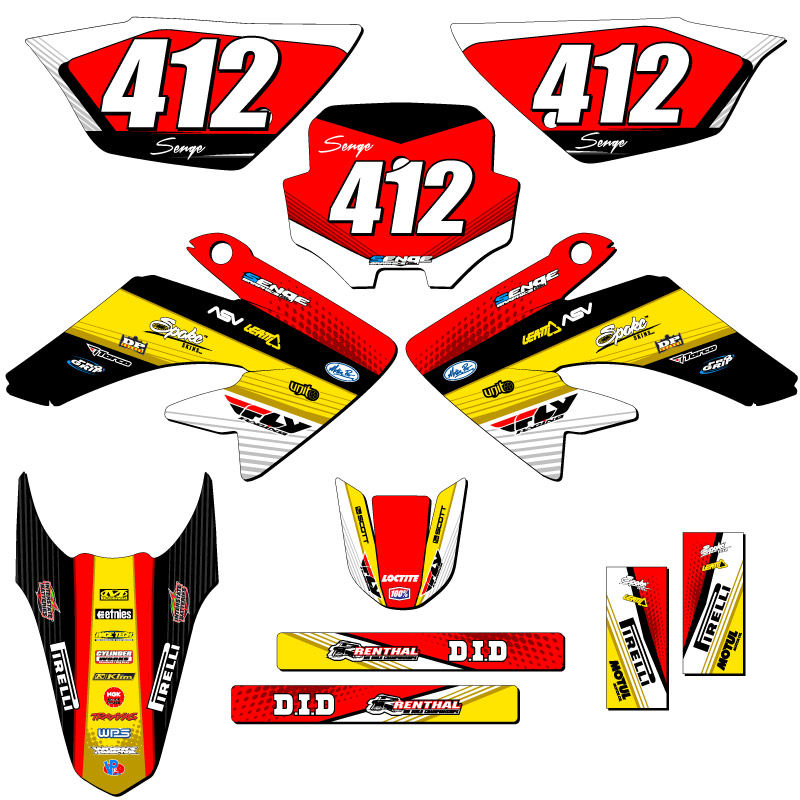 2011-2016 CRF 80 RICOCHET Amarillo Senge Kit de Gráficos Compatible con Honda - Imagen 8 de 10