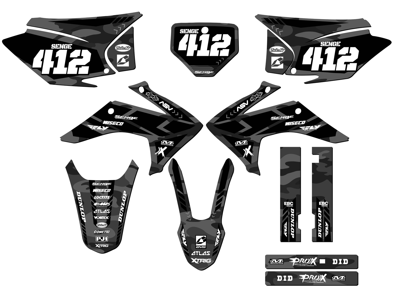 2015-2020 CRF 230 F APACHE Grey Senge Graphics Kit Compatible with Honda - Picture 2 of 10