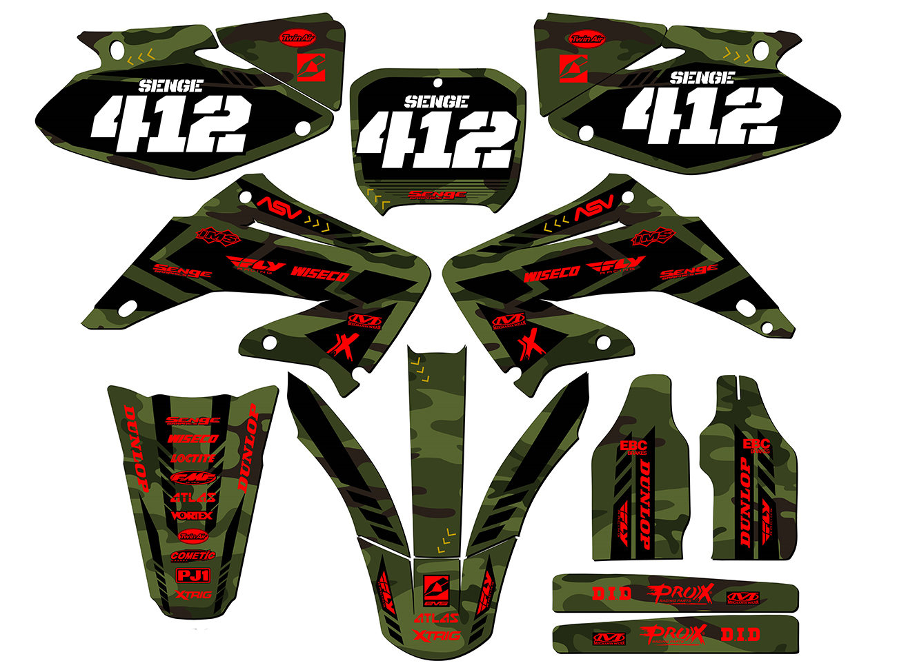 2002-2003 CR 250 R APACHE Green Senge Graphics Kit Compatible with Honda - Picture 2 of 10