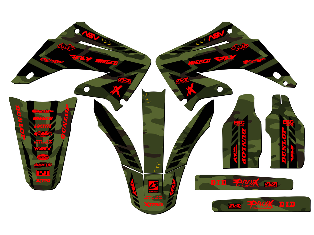 2004-2012 CR 250 R APACHE Green Senge kit de gráficos compatible con Honda - Imagen 5 de 10