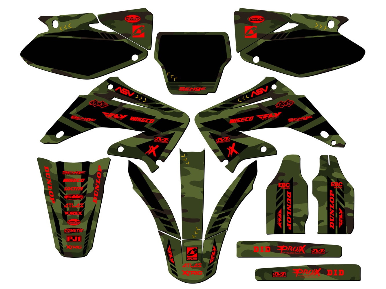 2004-2012 CR 250 R APACHE Green Senge kit de gráficos compatible con Honda - Imagen 8 de 10