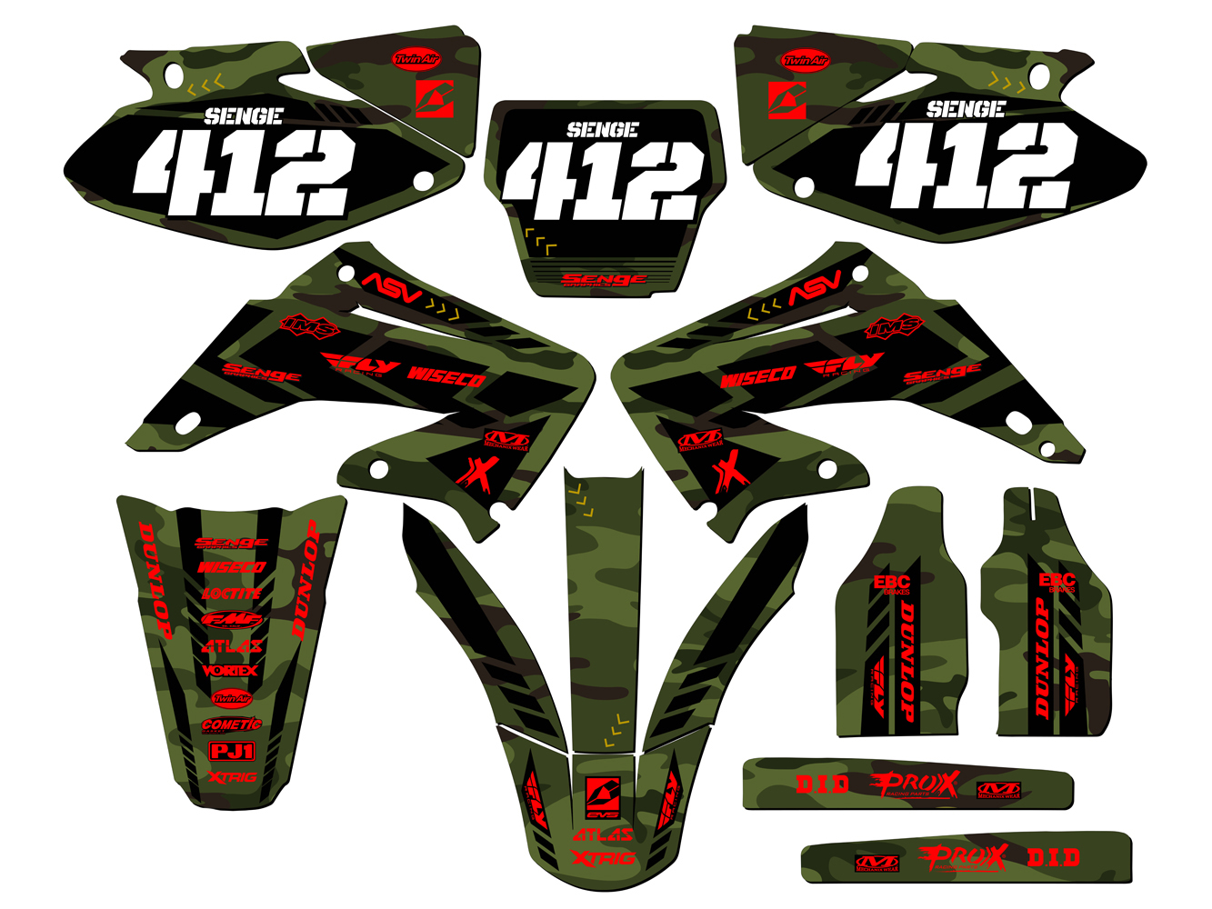 2004-2012 CR 250 R APACHE Green Senge kit de gráficos compatible con Honda - Imagen 2 de 10