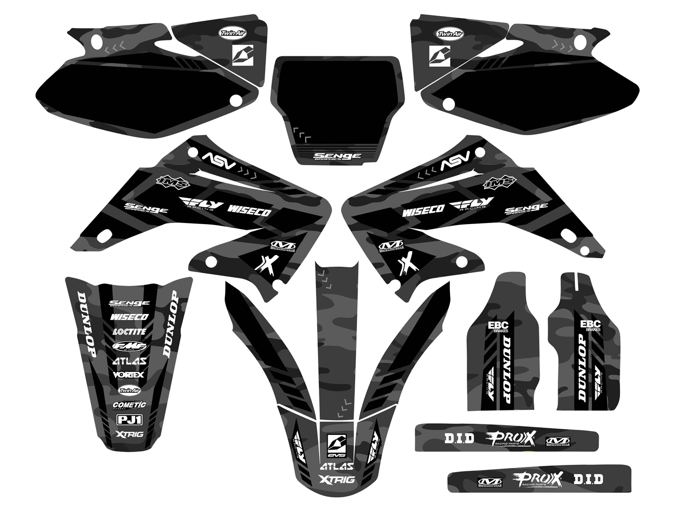 Kit de gráficos CR 250 R APACHE 2004-2012 gris Senge compatible con Honda - Imagen 8 de 10