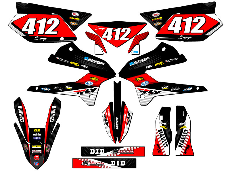 Kit de gráficos KLX 250 RICOCHET 2008-2020 negro Senge compatible con Kawasaki - Imagen 8 de 10