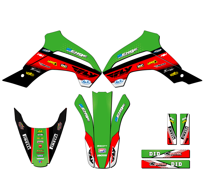 2019-2020 KLX 140 RICOCHET Green Senge Graphics Kit Compatible with Kawasaki - Picture 2 of 10