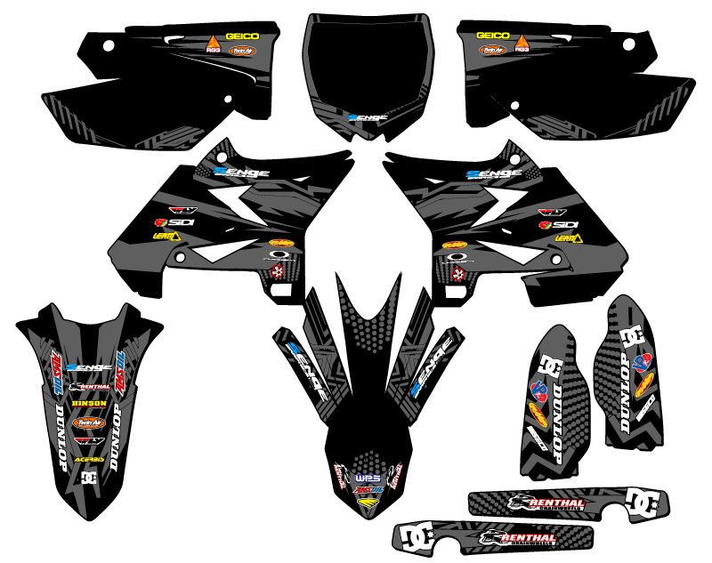 2008-2014 fits UFO RESTYLE YZ 250 2-STROKE MAYHEM Black Senge Graphics Kit - Picture 5 of 10