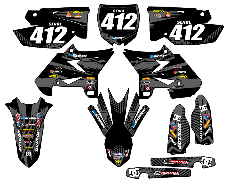 2008-2014 fits UFO RESTYLE YZ 250 2-STROKE MAYHEM Black Senge Graphics Kit - Picture 8 of 10
