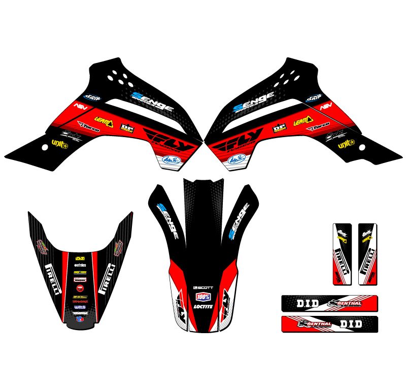 2008-2018 KLX 140 RICOCHET Black Senge Graphics Kit Compatible with Kawasaki - Picture 2 of 10