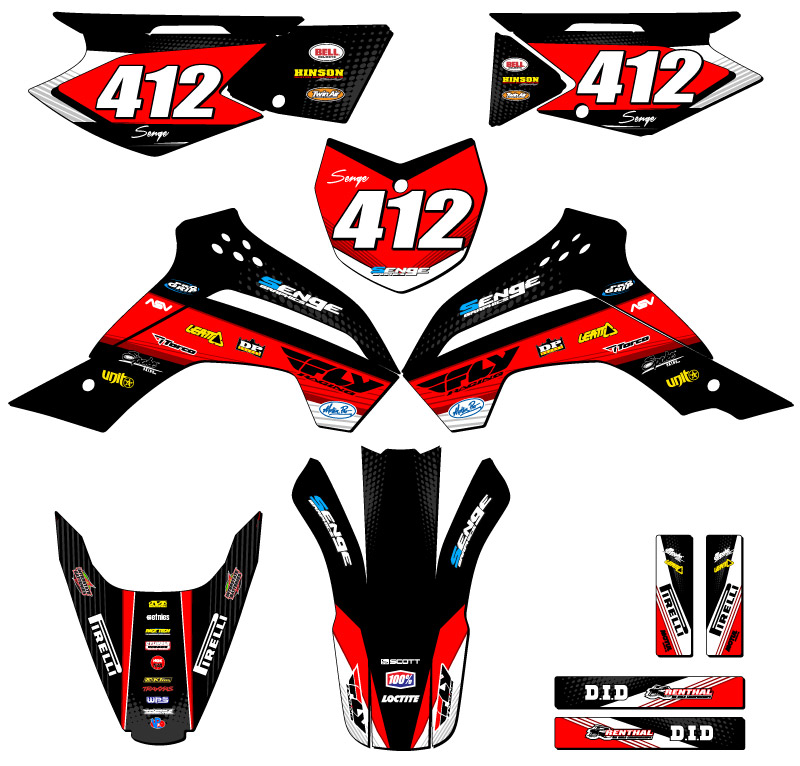 2008-2018 KLX 140 RICOCHET Black Senge Graphics Kit Compatible with Kawasaki - Picture 8 of 10