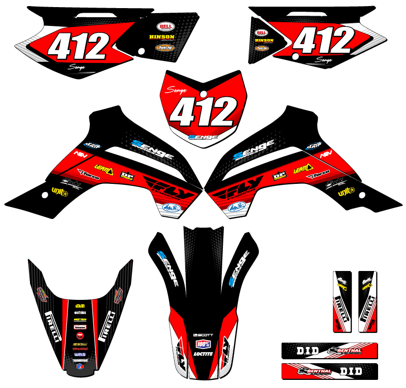 Kit de gráficos KLX 140 RICOCHET 2019-2020 negro Senge compatible con Kawasaki - Imagen 8 de 10