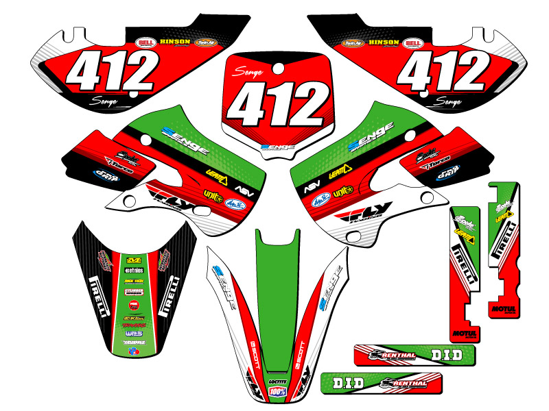 2002-2009 KLX 110 RICOCHET Green Senge kit de gráficos compatible con Kawasaki - Imagen 8 de 10