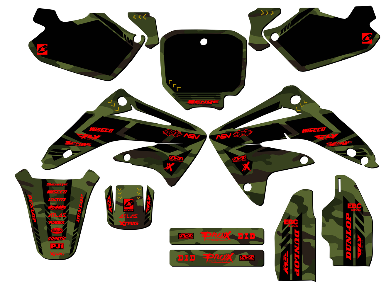 2003-2013 CR 85 APACHE Green Senge Graphics Kit Compatible with Honda - Foto 8 di 10