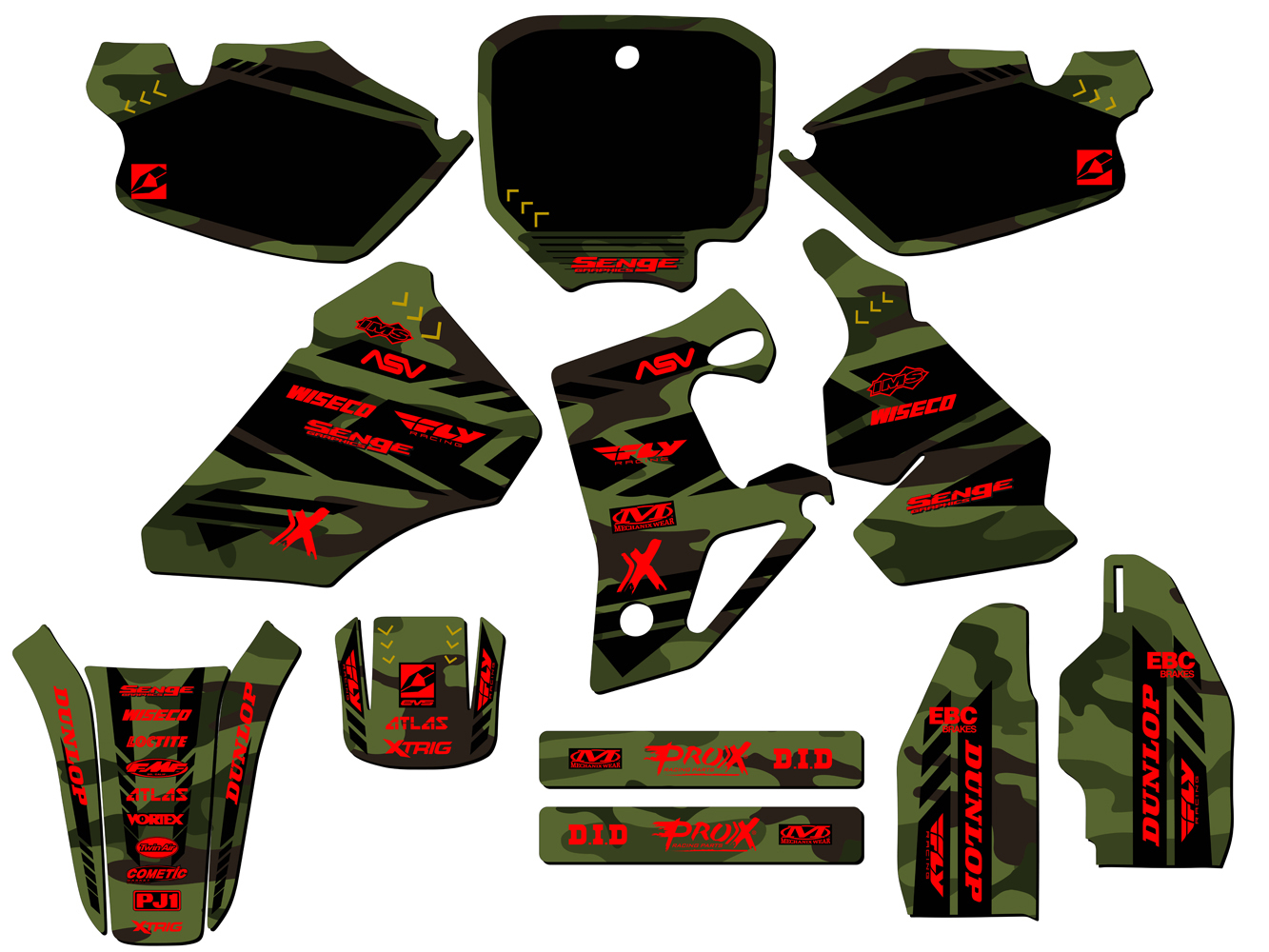 1996-2002 CR 80 APACHE Green Senge Kit Gráfico Compatible con Honda - Imagen 8 de 10